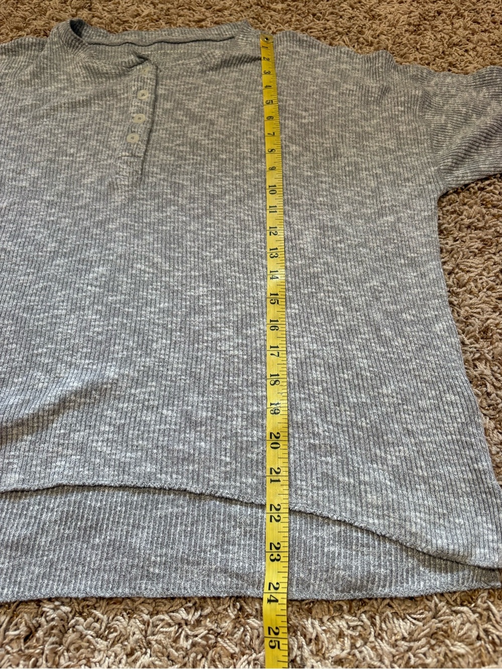 American Eagle Gray Ribbed Henley Top women’s size XL - Picture 7 of 8